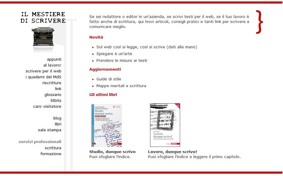 hp del sitoweb il mestiere di scrivere