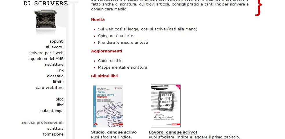 hp del sitoweb il mestiere di scrivere